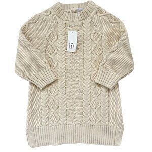 NWT Baby Gap 12-18 Months Cable Knit Sweater Dress Cotton Cream Beige New